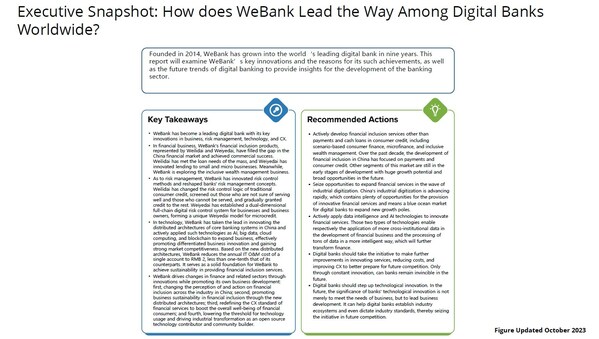 (Executive snapshot from How Does WeBank Lead the Way Among Digital Banks Worldwide?  (CHE50976724) published on 31 January 2024)