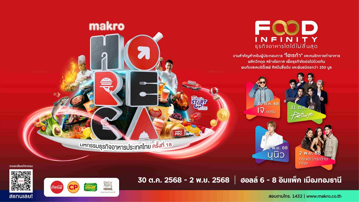 MAY PR 2025 09 11 114123 แม็คโคร ชวนร่วมงาน “HoReCa 2025” เวทีธุรกิจอาหารระดับประเทศ ยิ่งใหญ่ที่สุดแห่งปี 30 ต.ค.-2 พ.ย. 68 ที่อิมแพค เมืองทองธานี