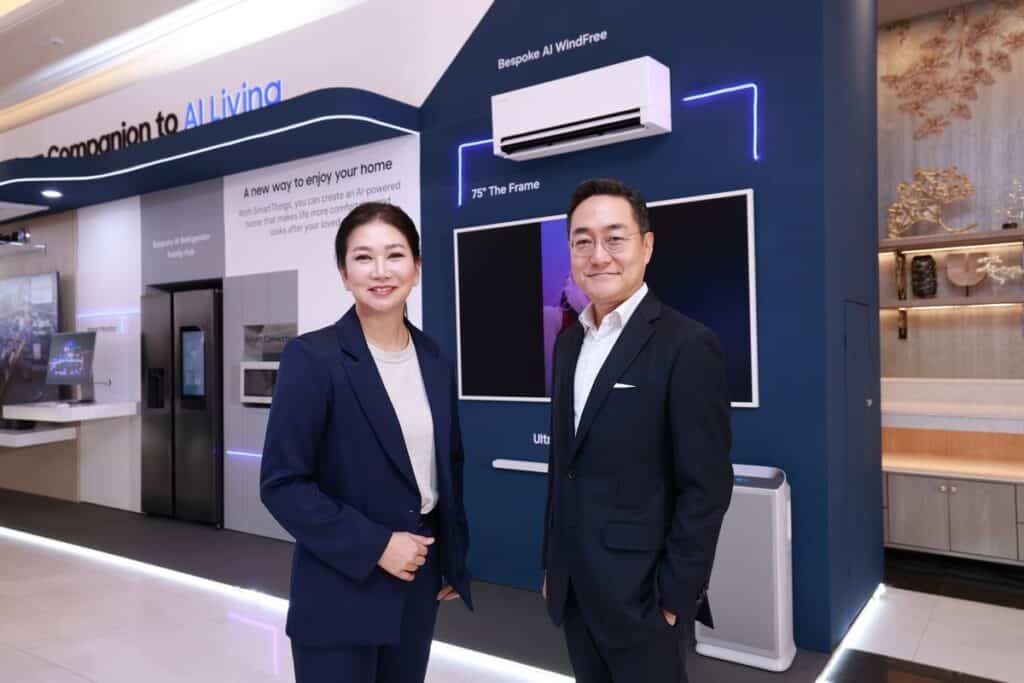 MAY PR 2026 02 10 100526 ซัมซุง พลิกโฉม เครื่องปรับอากาศ Bespoke AI WindFree Pro ด้วยออกแบบ Grid Design กลมกลืนทุกการตกแต่งภายใน และ Free Joint Multi (FJM) ที่ออกแบบให้ประหยัดพื้นที่สูงสุด พร้อมเสริม Next Day Service บริการหลังการขายภายใน 1 วัน