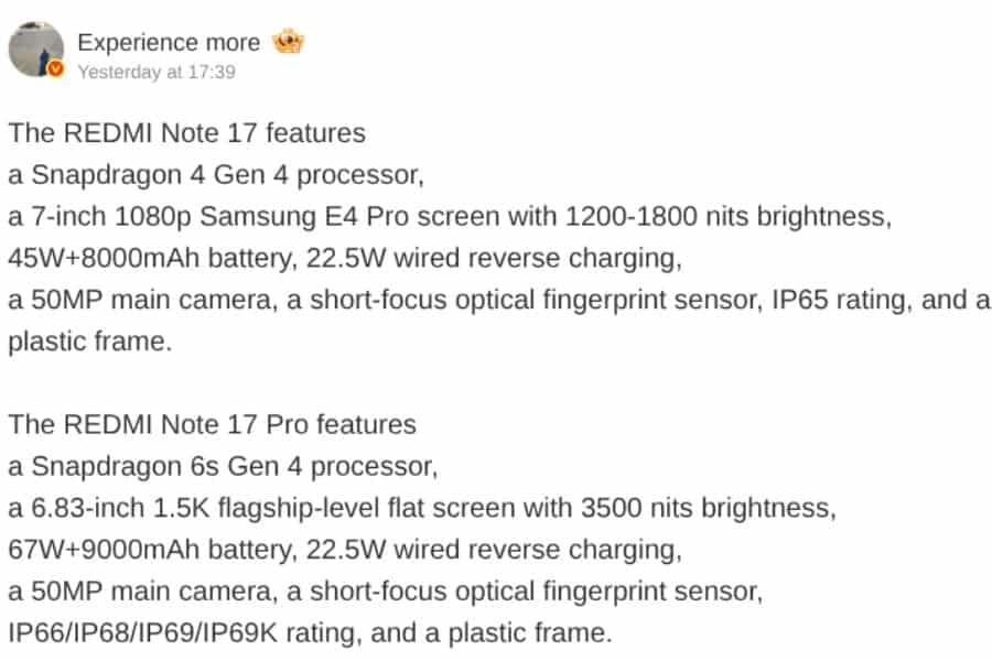 Redmi Note 17